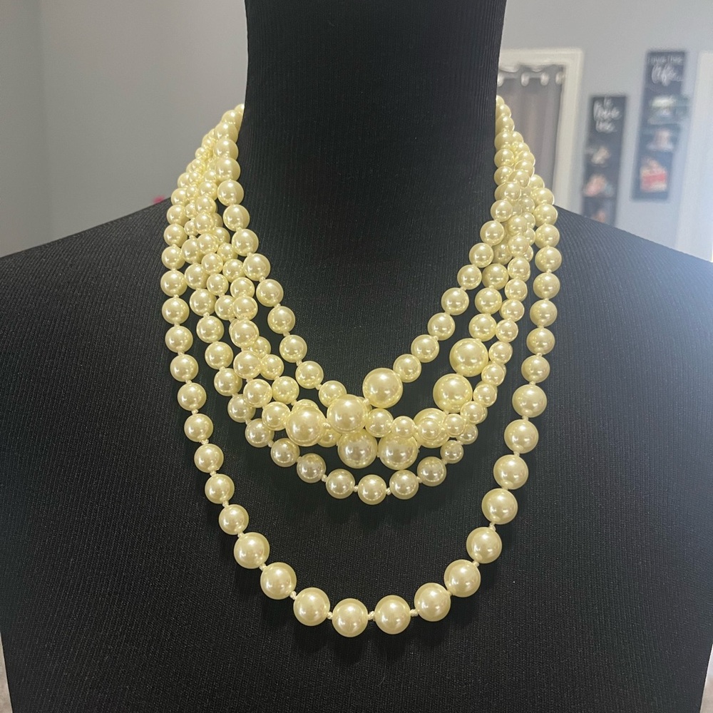 JCrew Elegant Cream 5 Strand Pearl Necklace
